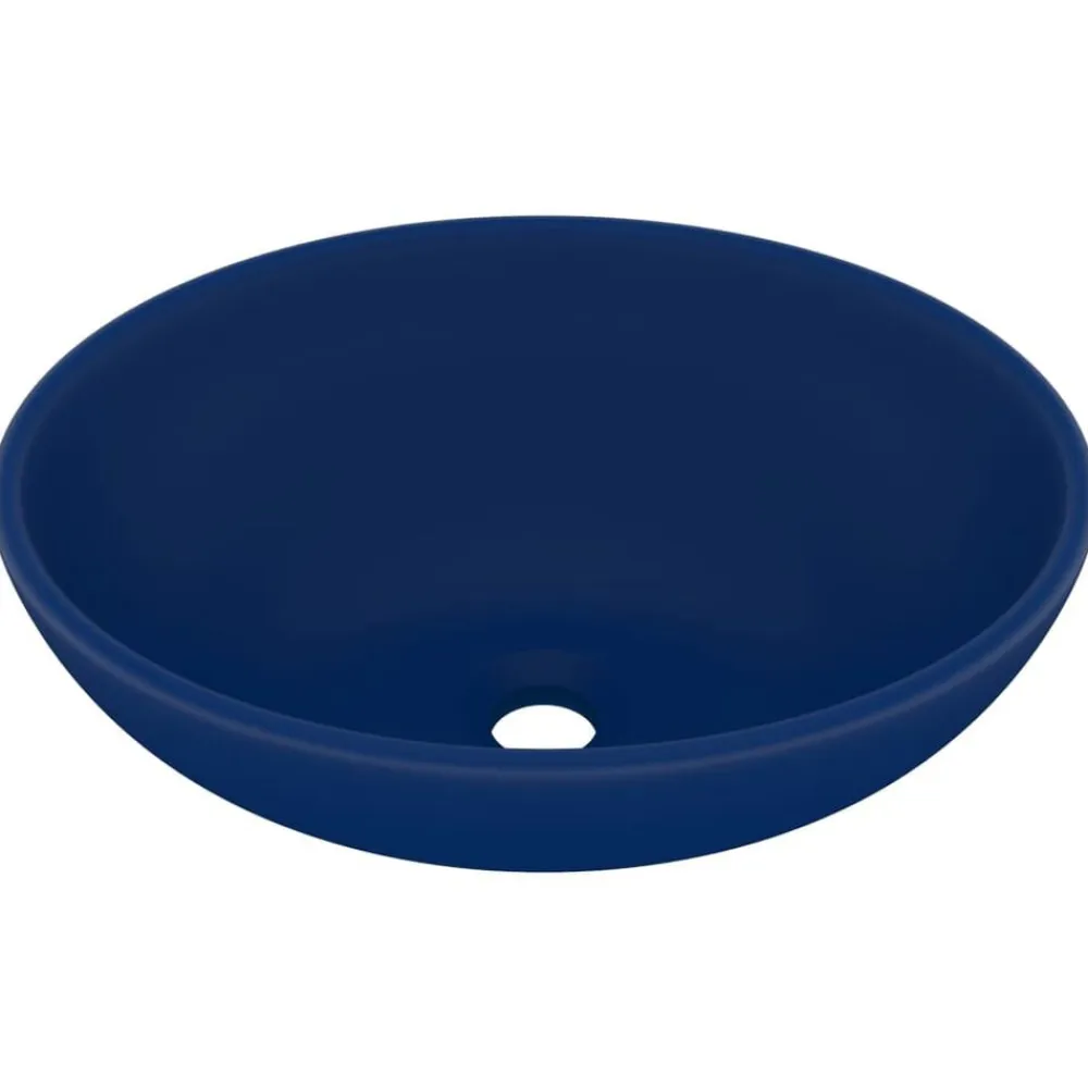 vidaXL Lavabo de lujo ovalado cerámica 40x33 cm azul oscuro mate Sale
