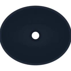 vidaXL Lavabo de lujo ovalado cerámica 40x33 cm azul oscuro mate Sale