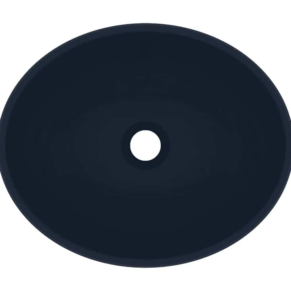 vidaXL Lavabo de lujo ovalado cerámica 40x33 cm azul oscuro mate Sale