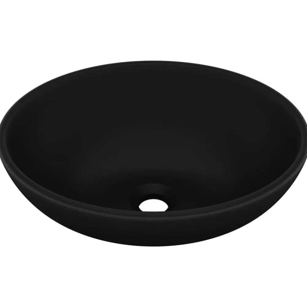 vidaXL Lavabo de lujo ovalado cerámica 40x33 cm Negro mate Sale