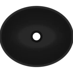 vidaXL Lavabo de lujo ovalado cerámica 40x33 cm Negro mate Sale