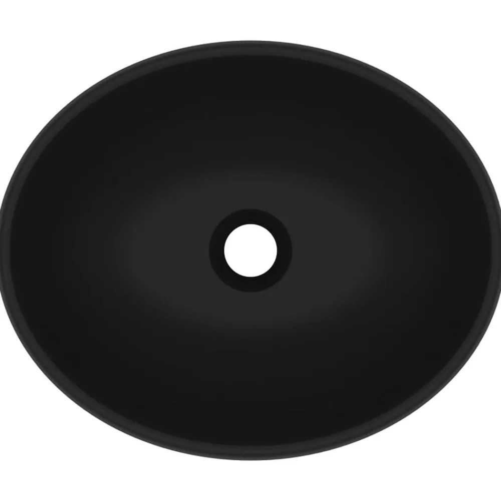 vidaXL Lavabo de lujo ovalado cerámica 40x33 cm Negro mate Sale
