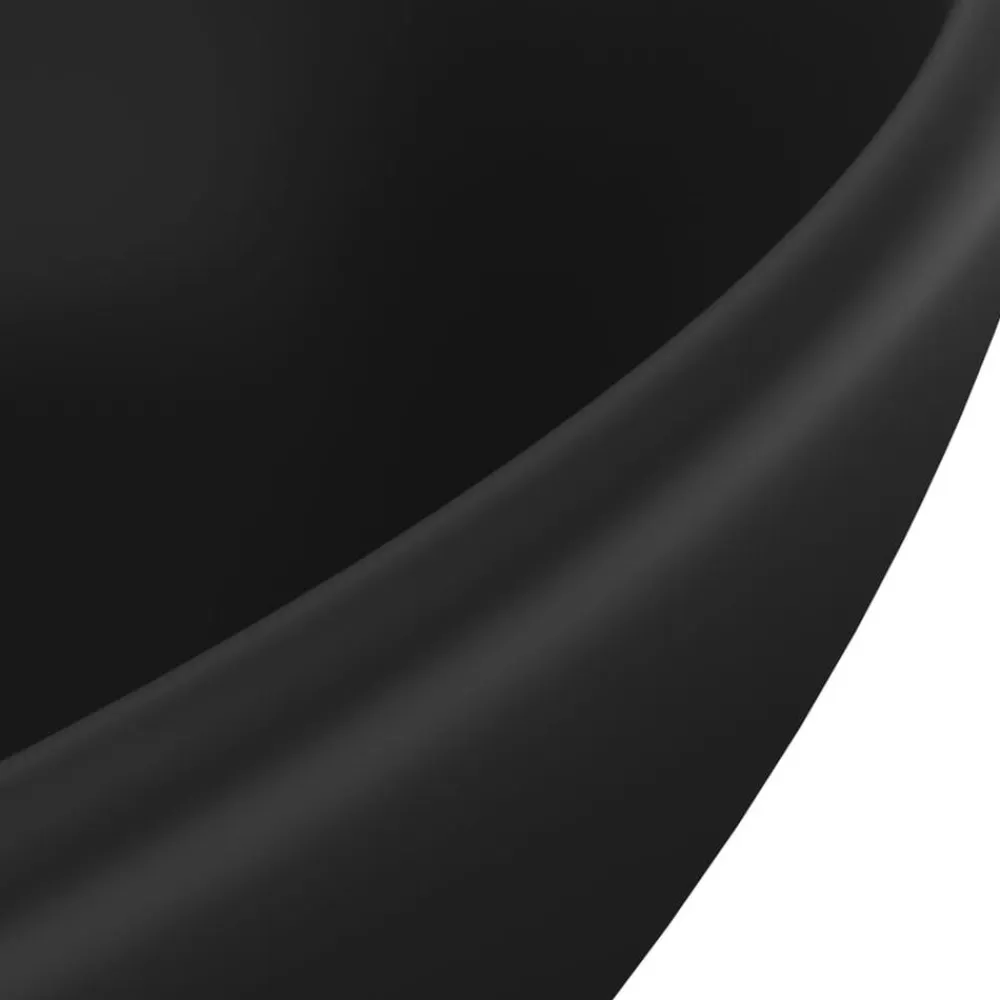 vidaXL Lavabo de lujo ovalado cerámica 40x33 cm Negro mate Sale
