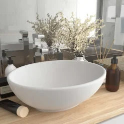 vidaXL Fontanería-Lavabo de lujo ovalado cerámica 40x33 cm