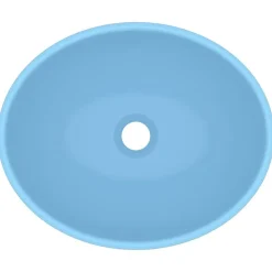 vidaXL Lavabo de lujo ovalado cerámica 40x33 cm azul claro mate Sale