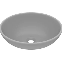 vidaXL Lavabo de lujo ovalado cerámica 40x33 cm gris claro mate Clearance
