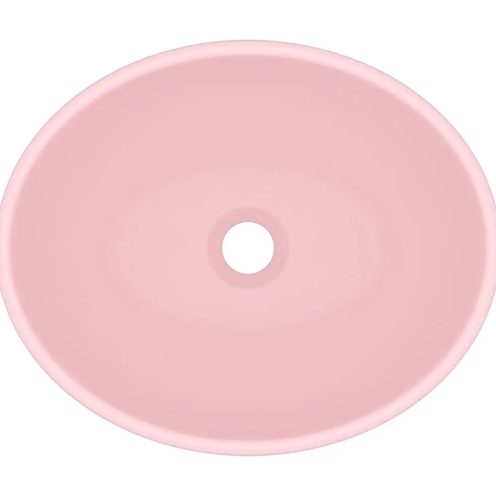 vidaXL Lavabo de lujo ovalado cerámica 40x33 cm rosa mate Sale