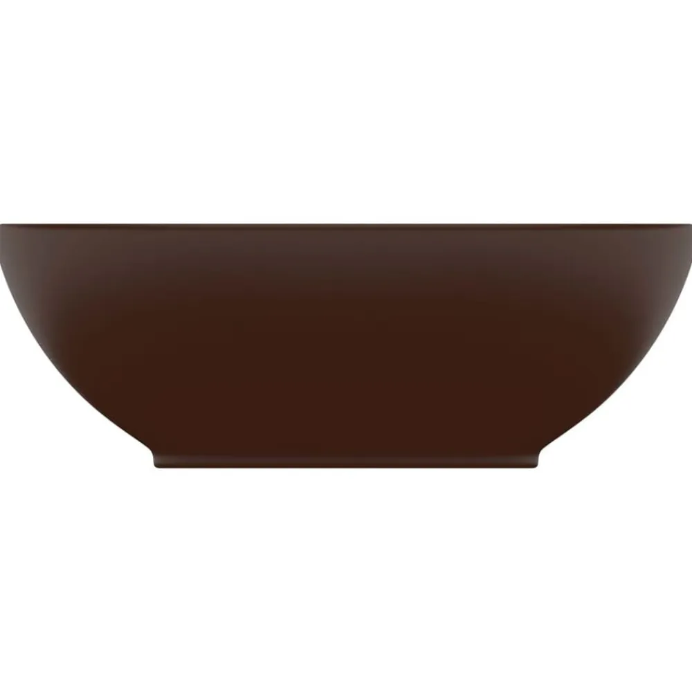 vidaXL Fontanería-Lavabo de lujo ovalado cerámica marrón oscuro mate 40x33 cm