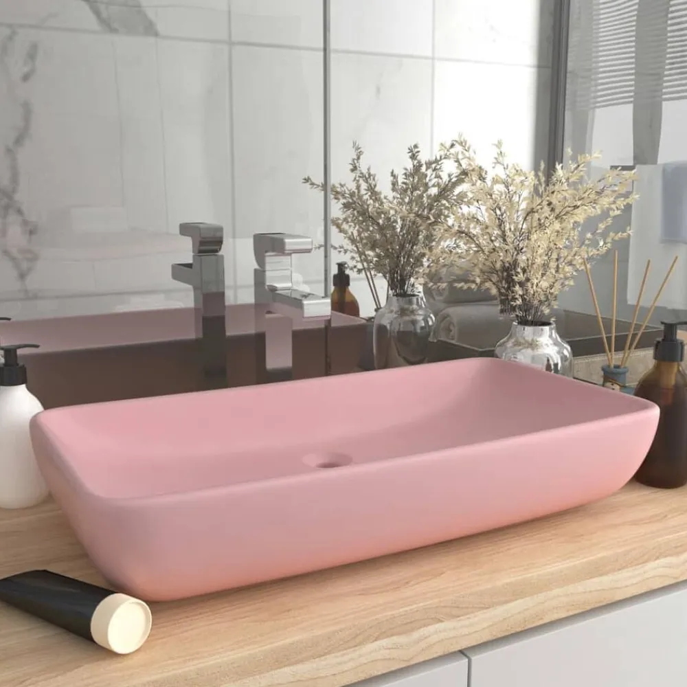 vidaXL Fontanería-Lavabo de lujo rectangular de cerámica 71x38 cm