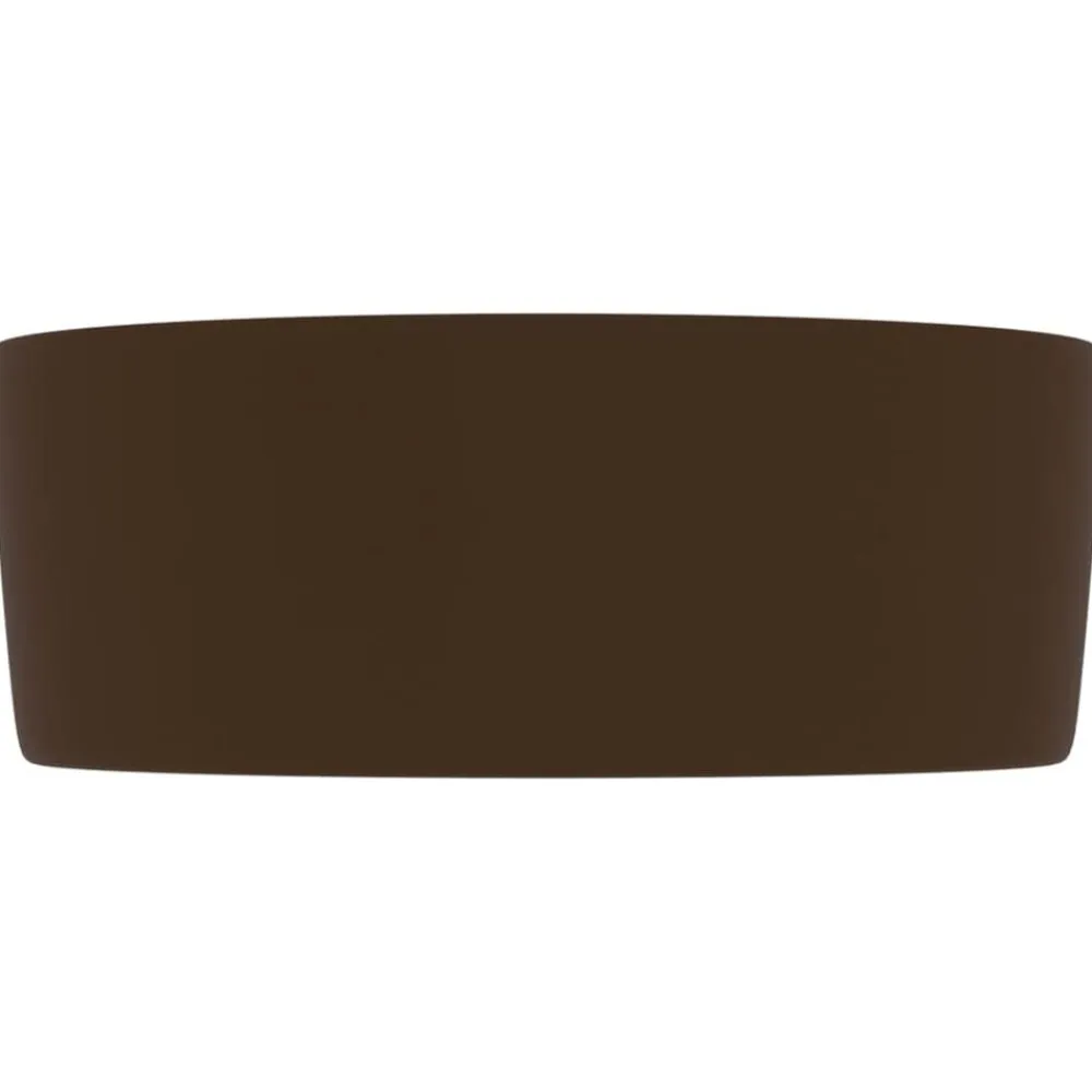 vidaXL Fontanería-Lavabo de lujo redondo cerámica marrón oscuro mate 40x15 cm