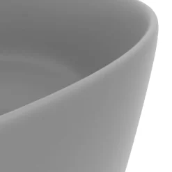 vidaXL Lavabo de lujo redondo cerámica 40x15 cm gris claro mate Outlet