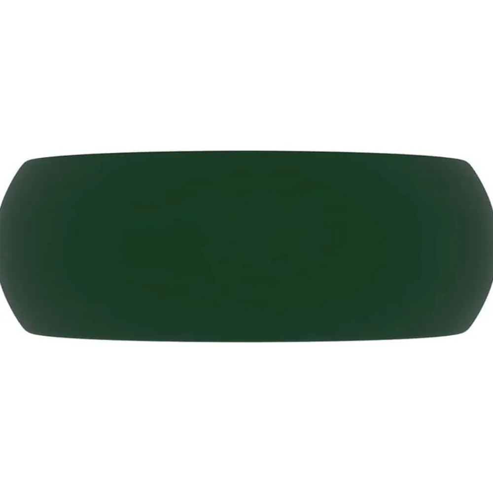 vidaXL Lavabo de lujo redondo cerámica 40x15 cm verde oscuro mate Online