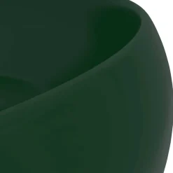 vidaXL Lavabo de lujo redondo cerámica 40x15 cm verde oscuro mate Online
