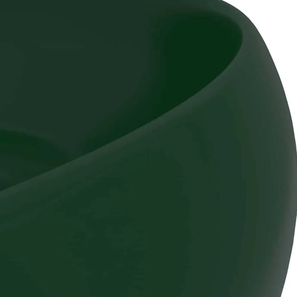 vidaXL Lavabo de lujo redondo cerámica 40x15 cm verde oscuro mate Online
