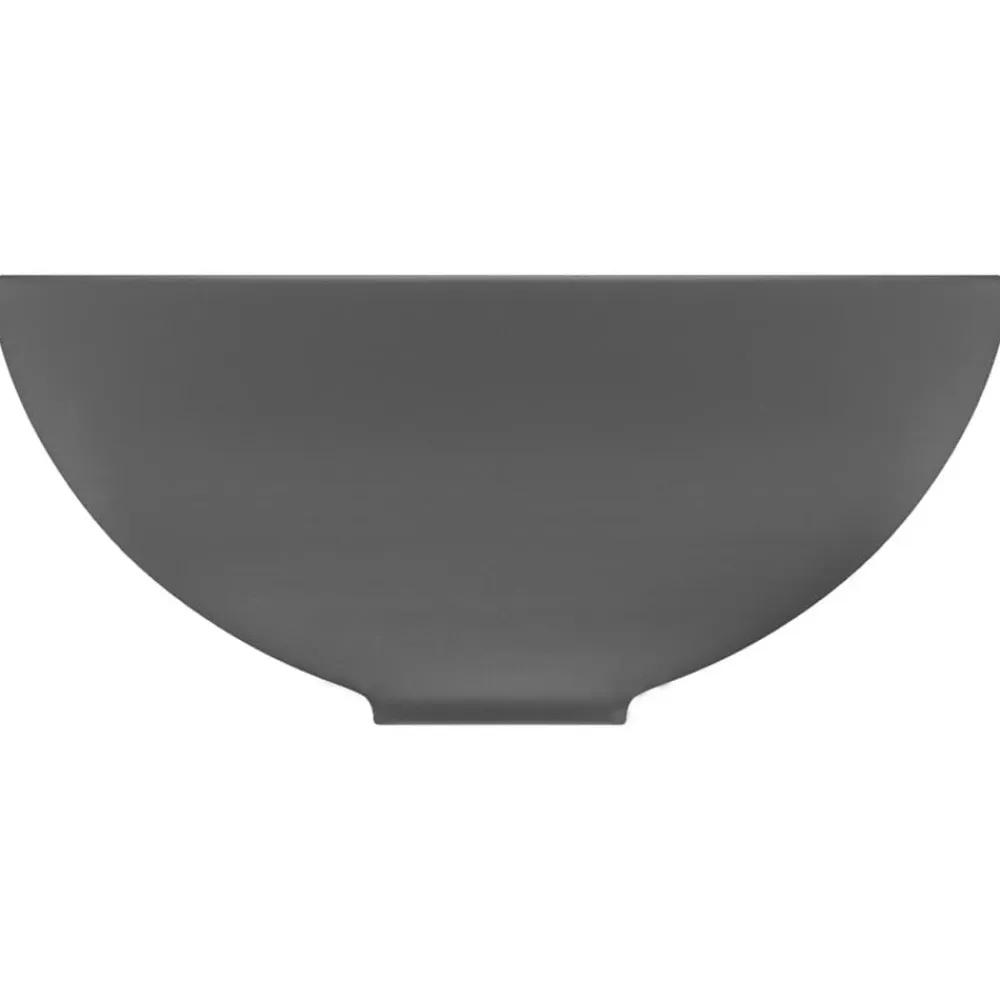 vidaXL Lavabo de lujo redondo cerámica 32,5x14 cm gris oscuro mate New