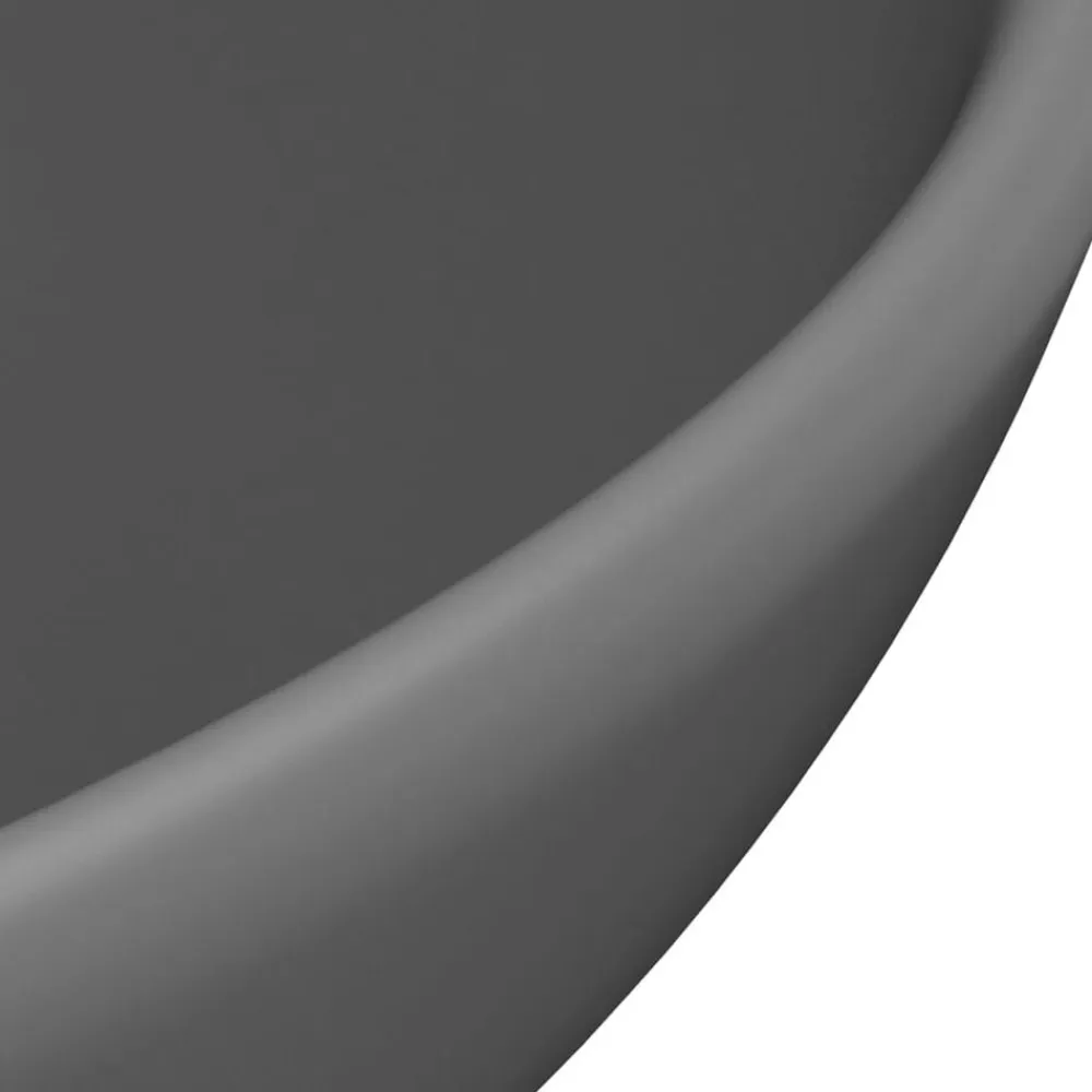 vidaXL Lavabo de lujo redondo cerámica 32,5x14 cm gris oscuro mate New