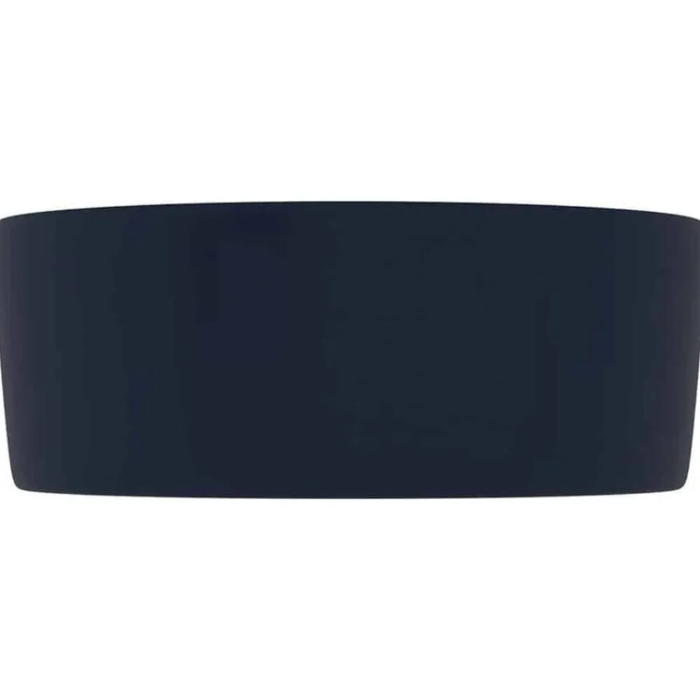 vidaXL Lavabo de lujo redondo cerámica 40x15 cm azul oscuro mate Discount