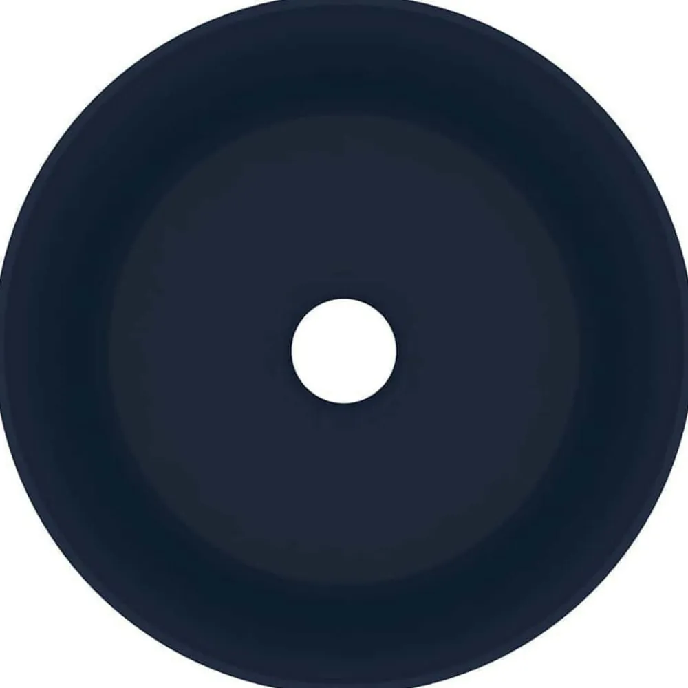 vidaXL Lavabo de lujo redondo cerámica 40x15 cm azul oscuro mate Discount