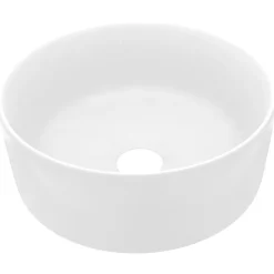 vidaXL Lavabo de lujo redondo cerámica 40x15 cm blanco mate Hot