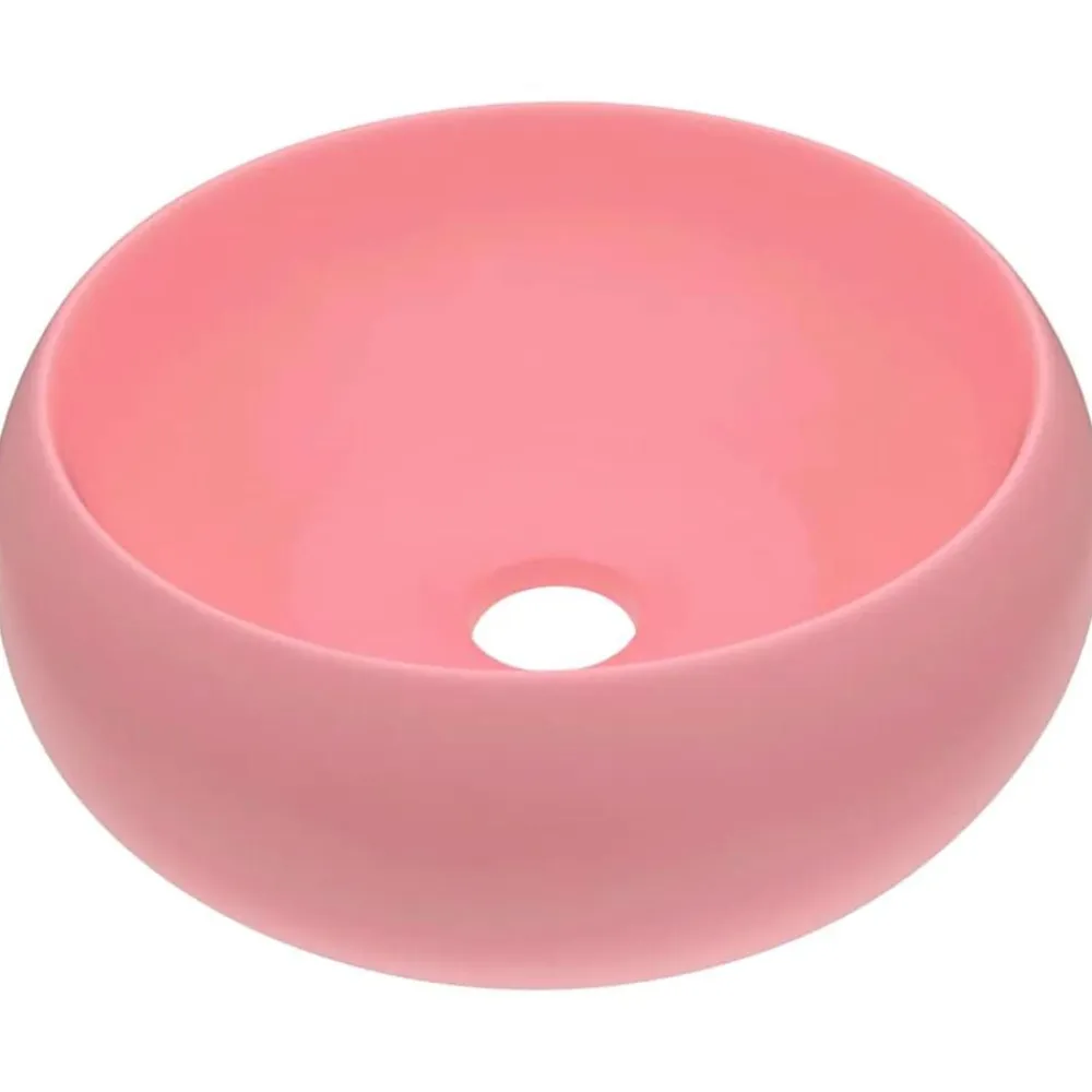 vidaXL Lavabo de lujo redondo cerámica 40x15 cm rosa mate Sale