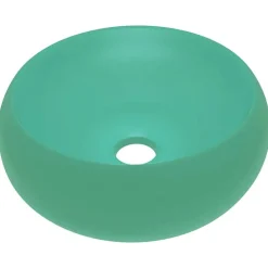 vidaXL Lavabo de lujo redondo cerámica 40x15 cm verde claro mate Hot