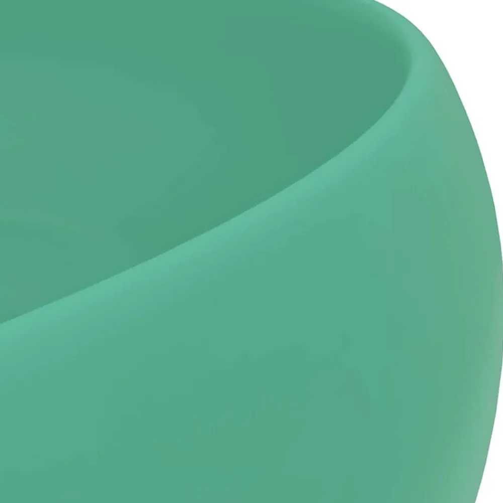 vidaXL Lavabo de lujo redondo cerámica 40x15 cm verde claro mate Hot