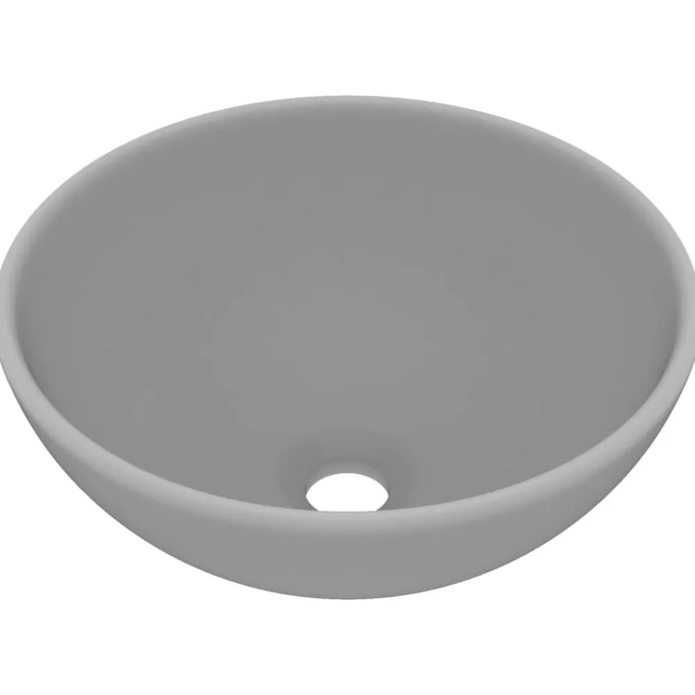 vidaXL Lavabo de lujo redondo cerámica 32,5x14 cm gris claro mate Discount