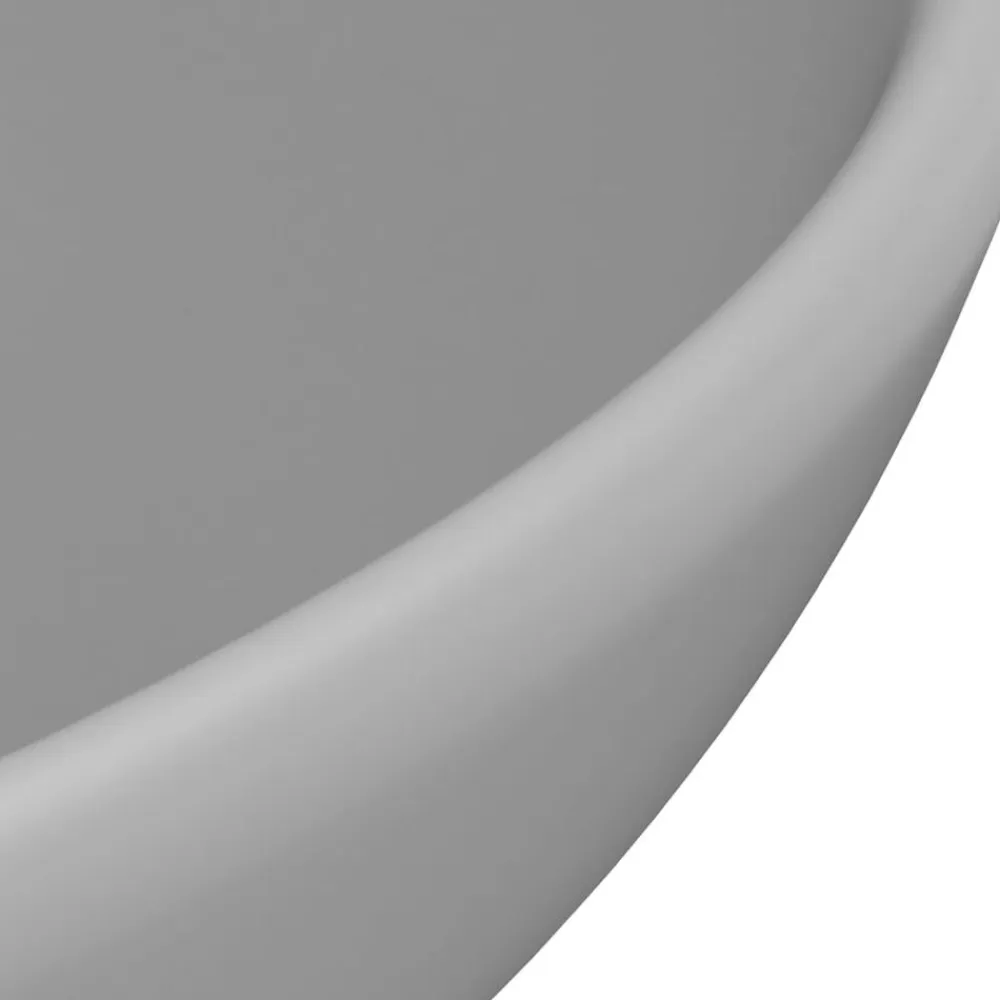 vidaXL Lavabo de lujo redondo cerámica 32,5x14 cm gris claro mate Discount