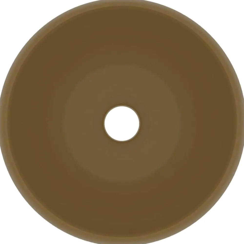 vidaXL Lavabo de lujo redondo cerámica 40x15 cm crema mate Best