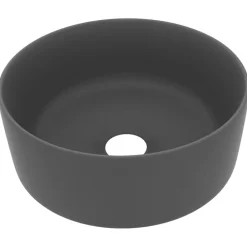 vidaXL Lavabo de lujo redondo cerámica 40x15 cm gris oscuro mate Best