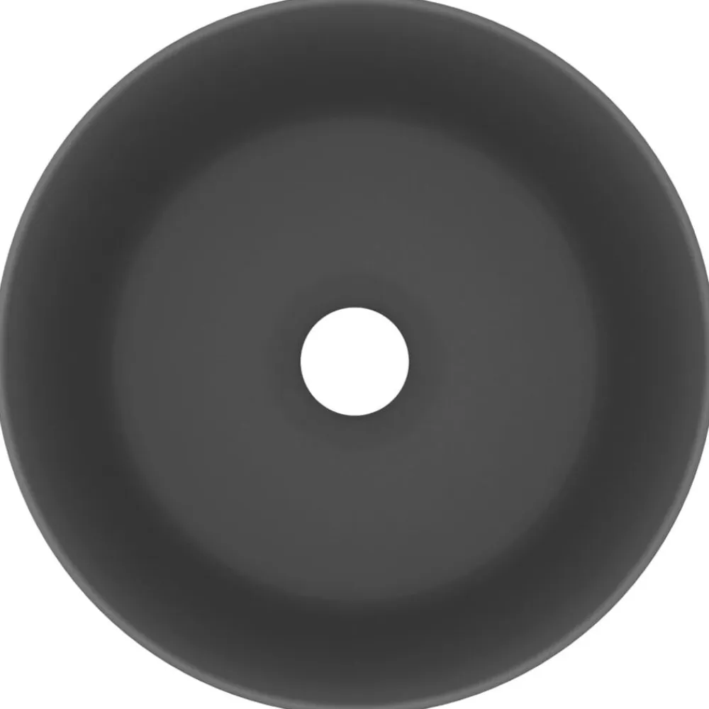 vidaXL Lavabo de lujo redondo cerámica 40x15 cm gris oscuro mate Best