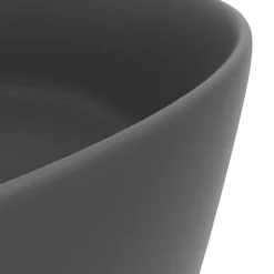vidaXL Lavabo de lujo redondo cerámica 40x15 cm gris oscuro mate Best