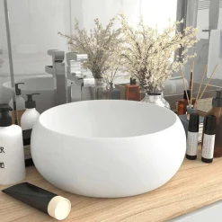 vidaXL Fontanería-Lavabo de lujo redondo cerámica 40x15 cm