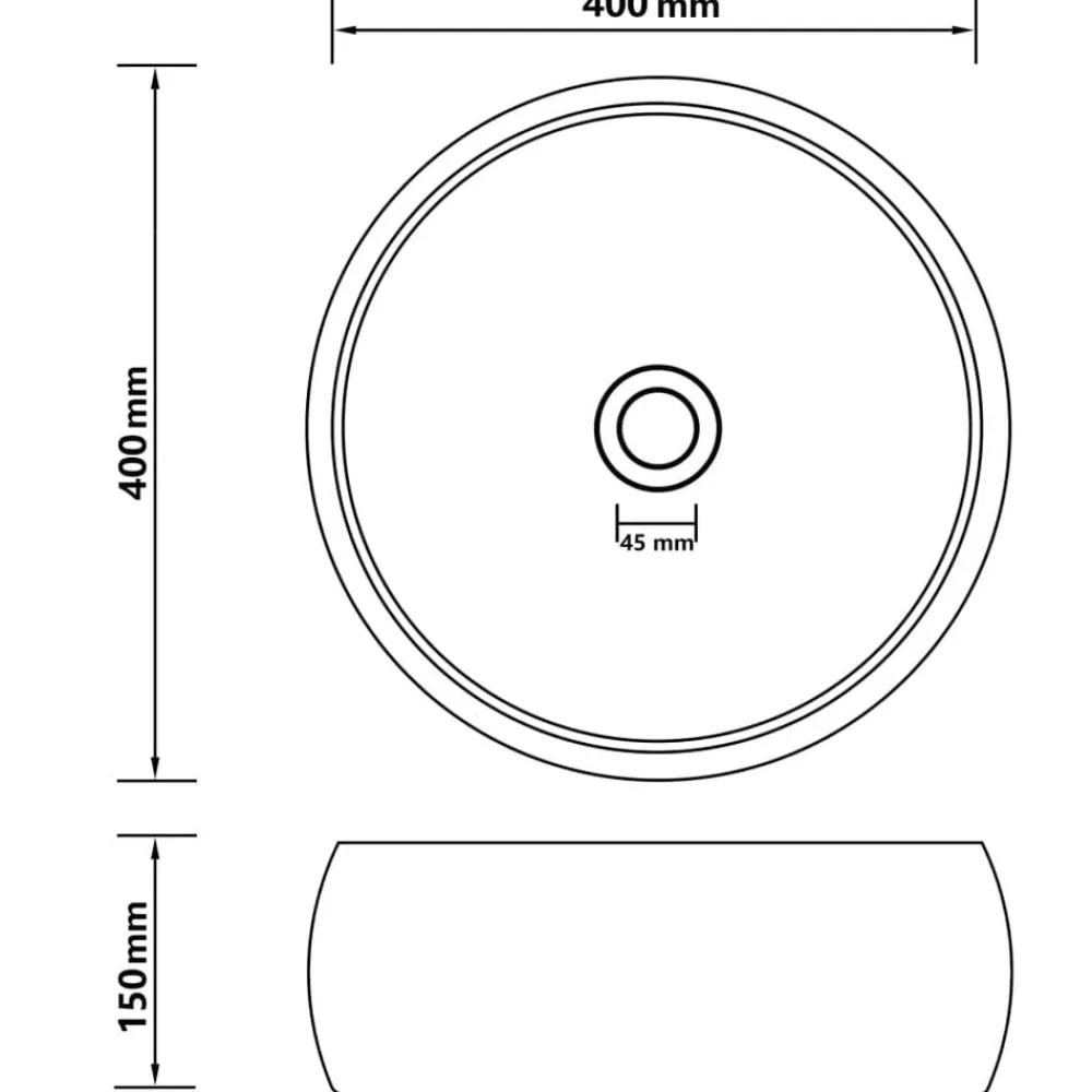 vidaXL Fontanería-Lavabo de lujo redondo cerámica 40x15 cm