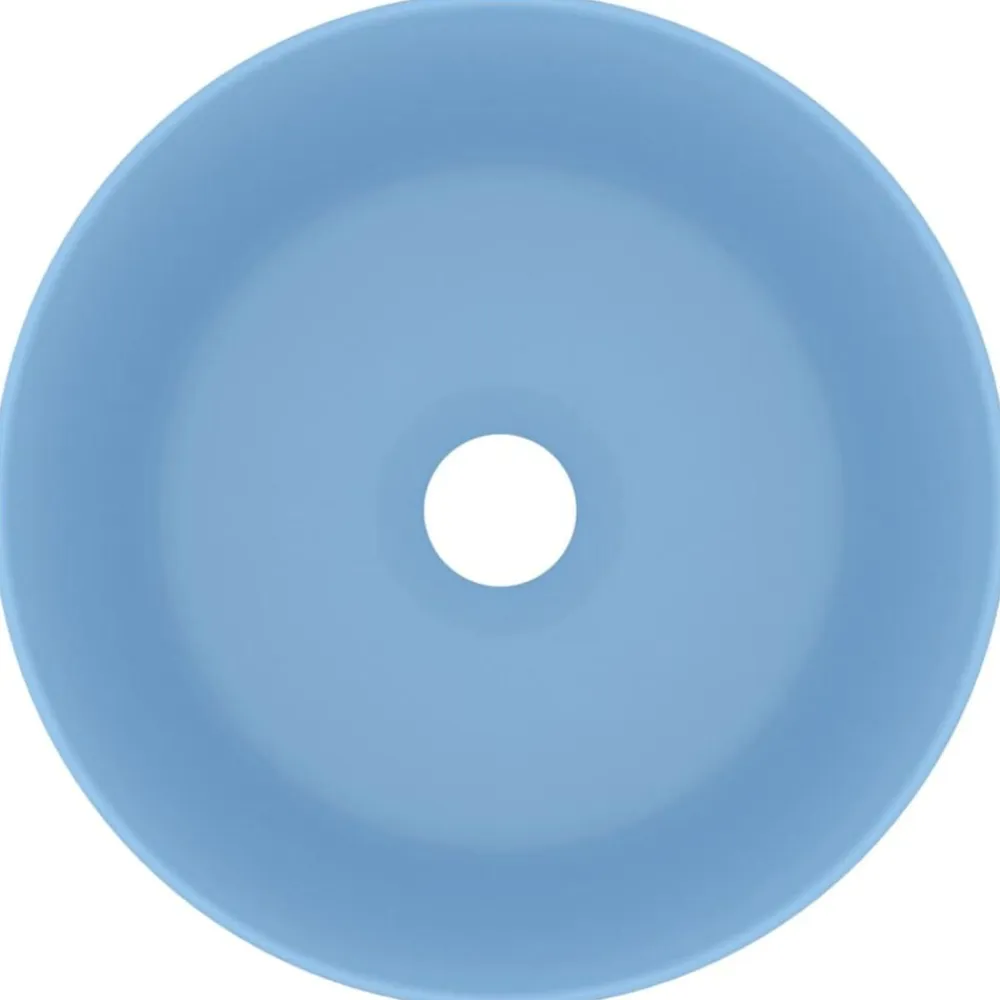 vidaXL Lavabo de lujo redondo cerámica 40x15 cm azul claro mate Online