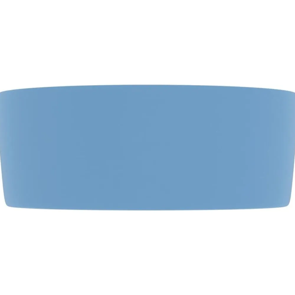 vidaXL Lavabo de lujo redondo cerámica 40x15 cm azul claro mate Online