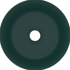 vidaXL Lavabo de lujo redondo cerámica 40x15 cm verde oscuro mate Outlet