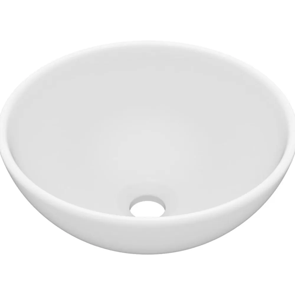 vidaXL Fontanería-Lavabo de lujo redondo cerámica 32,5x14 cm