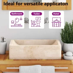 vidaXL Fontanería-Lavabo de mármol con brillo 45x30x12 cm