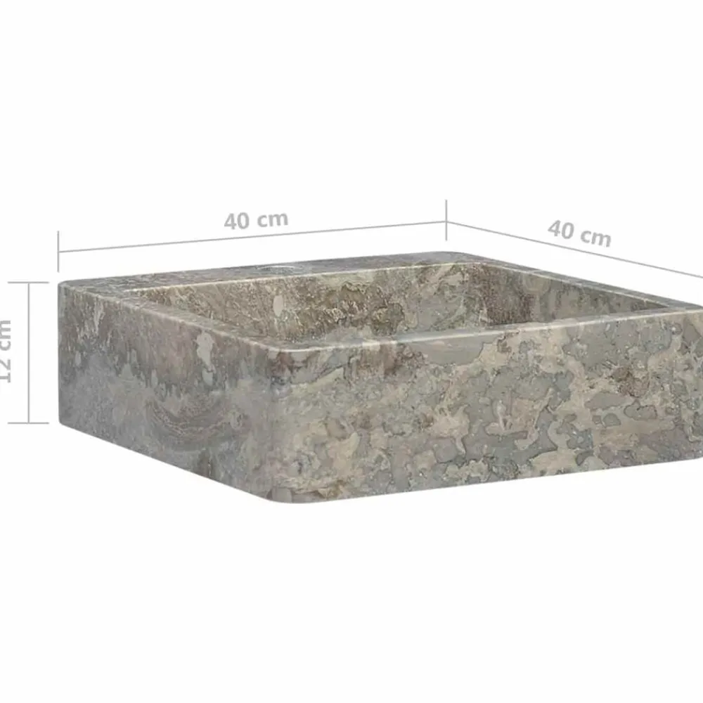 vidaXL Lavabo de mármol 40x40x12 cm Gris Best