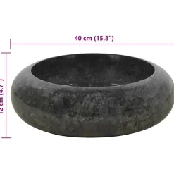 vidaXL Lavabo de mármol 40x12 cm Negro Hot