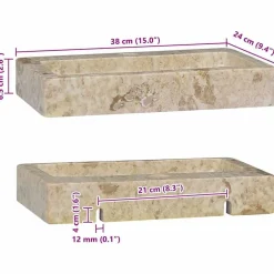vidaXL Lavabo de pared mármol 38x24x6,5 cm Crema Best