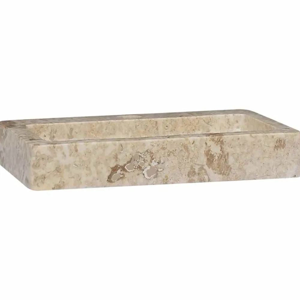 vidaXL Lavabo de pared mármol 38x24x6,5 cm Crema Best