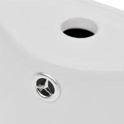 vidaXL Fontanería-Lavabo de pie redondo de cerámica hueco de grifo/desagüe