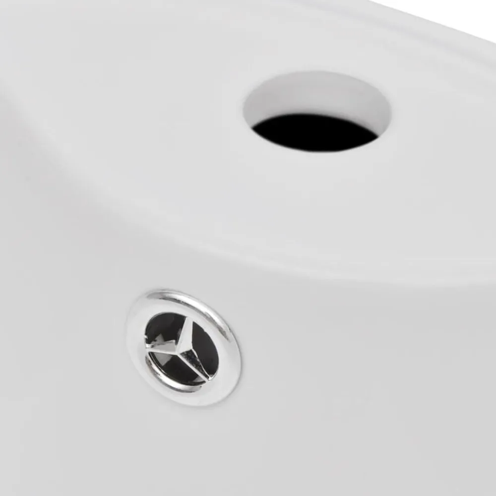 vidaXL Fontanería-Lavabo de pie redondo de cerámica hueco de grifo/desagüe