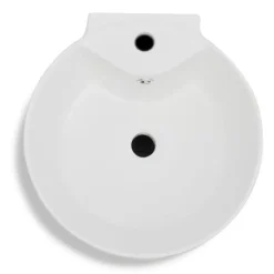 vidaXL Fontanería-Lavabo de pie redondo de cerámica hueco de grifo/desagüe