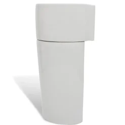 vidaXL Fontanería-Lavabo de pie redondo de cerámica hueco de grifo/desagüe