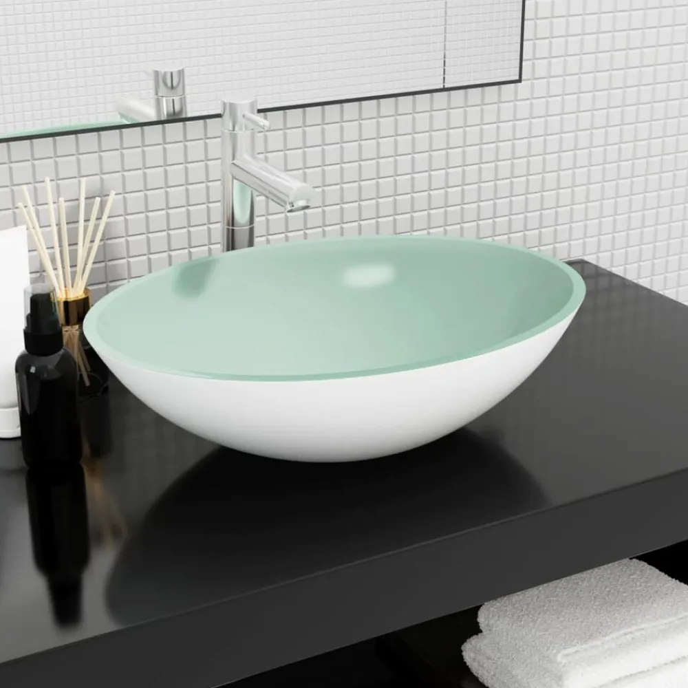 vidaXL Fontanería-Lavabo de vidrio 50x37x14 cm