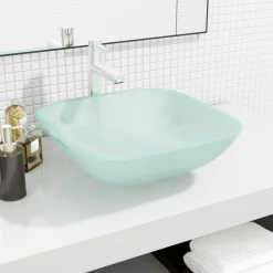 vidaXL Lavabo de vidrio 42x42x14 cm Esmerilado Discount