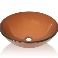 vidaXL Lavabo de vidrio templado 42 cm marrón Online